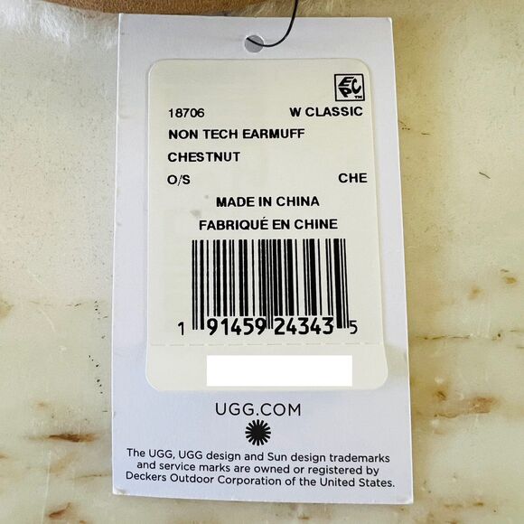 UGG Chestnut Brown Beige Suede Fur Shearling Earmuffs - Picture 10 of 12